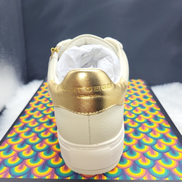 Kurt Geiger Cream Sneakers with Gold Chains - Picture 3 of 8